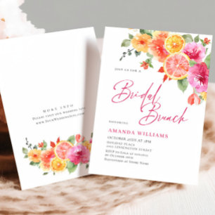 Feierliche Blume Blumenzitrus Bridal Brunch Einladung