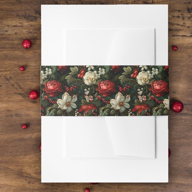 Feierliche bunt Weihnachten Rose, Pine und Holly Einladungsbanderole (Von Creator hochgeladen)