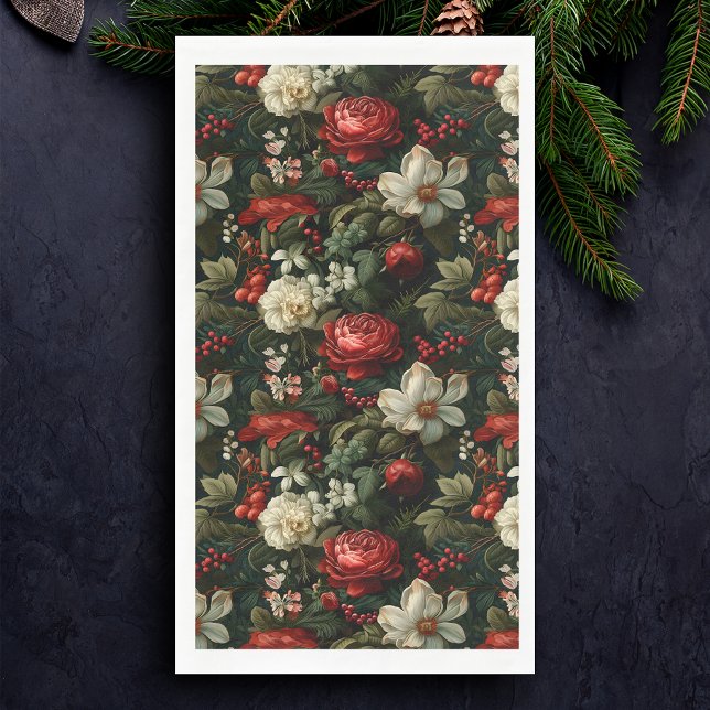 Feierliche bunt Weihnachten Rose, Pine und Holly Serviette (Von Creator hochgeladen)