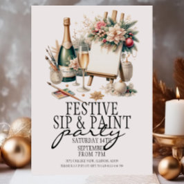 Feierliche Champagner Sip und malerische Weihnacht Einladung