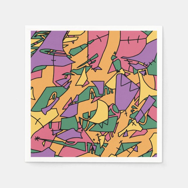 Feierliche chaotische Doodle Serviette (Vorderseite)