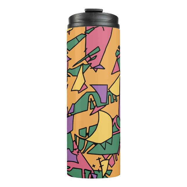 Feierliche chaotische Doodle Thermosbecher (Vorderseite)