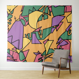 Feierliche chaotische Doodle Wandteppich