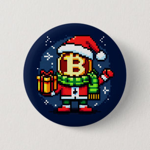 Feierliche Coin Man Funny Pixel Art Weihnachtsdesi Button