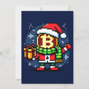Feierliche Coin Man Funny Pixel Art Weihnachtsdesi Feiertagskarte