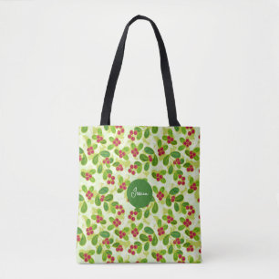 Feierliche Cranberry Fruchtmuster, grün Tasche