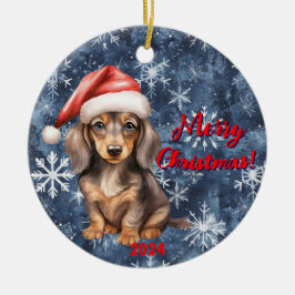 Feierliche Dackel Freude: Weihnachten individuell  Keramik Ornament