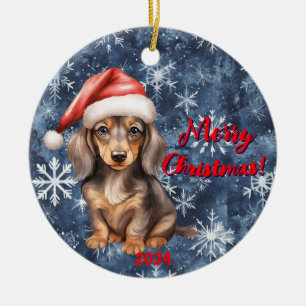 Feierliche Dackel Freude: Weihnachten individuell Keramik Ornament