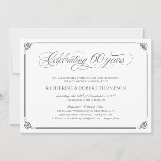 Feierliche Einladungen zum 60. Jahrestag (Vorderseite)