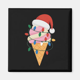 Feierliche Eiscreme mit Weihnachtsbeleuchtung und  Magnet