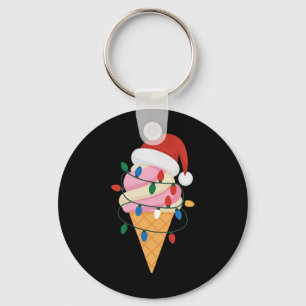 Feierliche Eiscreme mit Weihnachtsbeleuchtung und Schlüsselanhänger