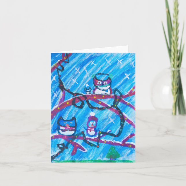 Feierliche Eulen Karte (Vorderseite)