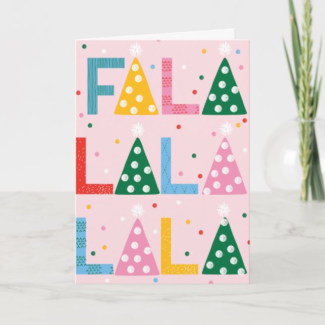 Feierliche FA LA LA Joyous Faltes Grußkarte Karte (Vorderseite)