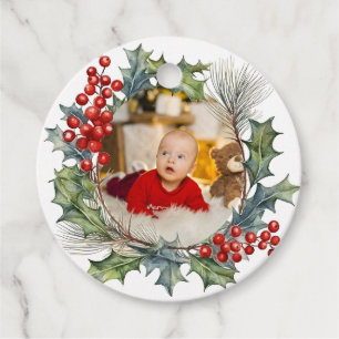 Feierliche Farben Weihnachten Wasserfarben Foto Kr Geschenkanhänger