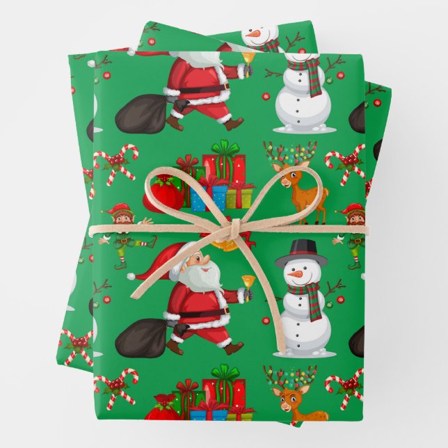 Feierliche Farben Weihnachten Weihnachten, Schneem Geschenkpapier Set (Beispiel)