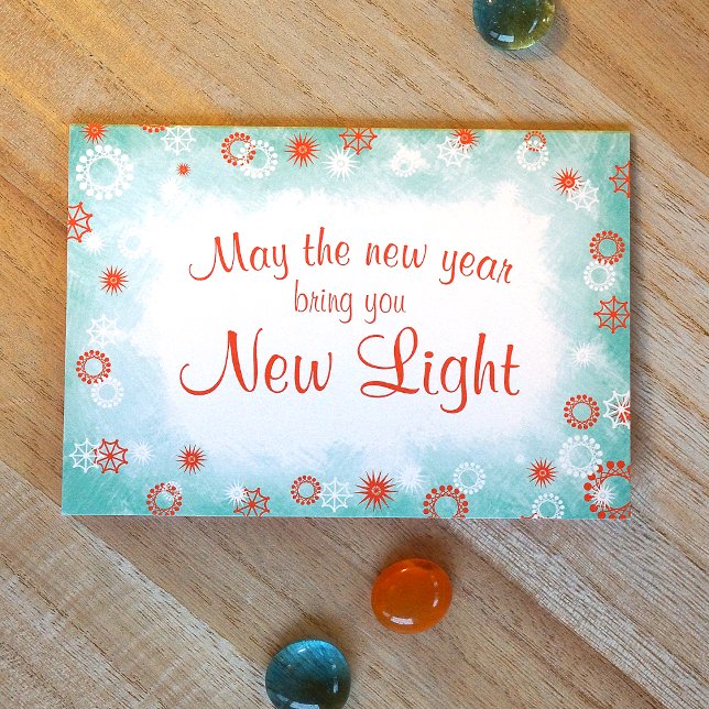 Feierliche farbenfrohe Orange Cyan Company Weihnac Karte (Orange & turquoise, frosty white snowflakes Business Company Christmas Card with Logo)