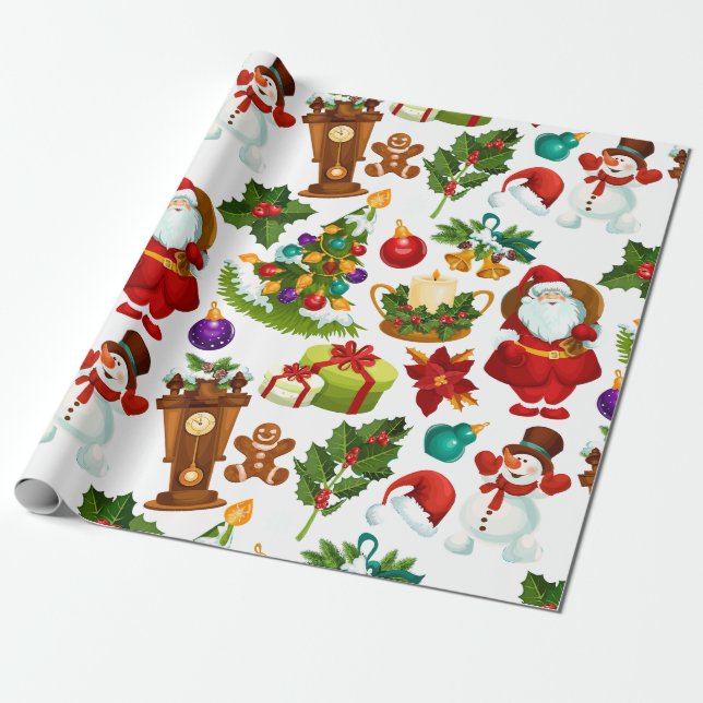 Feierliche farbenfrohe Weihnachtsfeier Geschenkpapier (Ungerollt)