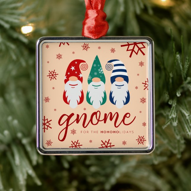 Feierliche Farbenfrohe Weihnachtsgnomen Schneefloc Ornament Aus Metall (Baum)