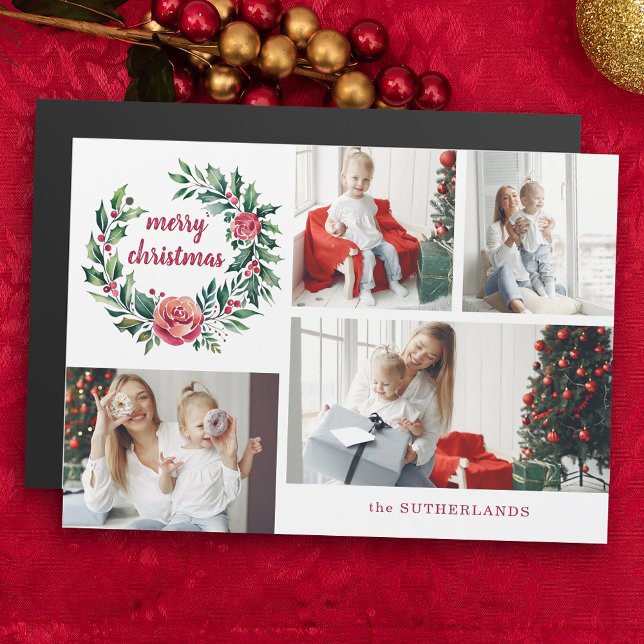 Feierliche farbenfrohe Weihnachtskranz - Collage Magnetkarte (Von Creator hochgeladen)