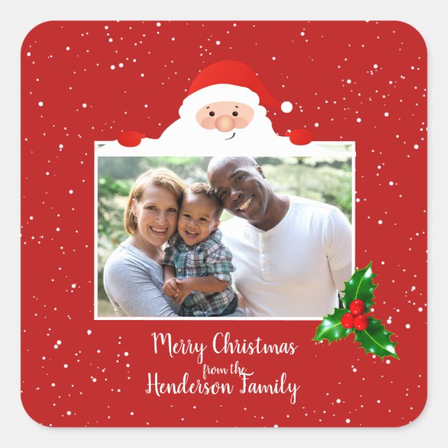 Feierliche Feierlichkeit Santa - Foto - Personalis Quadratischer Aufkleber (Vorderseite)