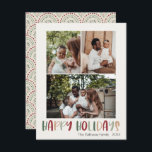 Feierliche Feiertage 3 Foto Feiertagskarte<br><div class="desc">Diese farbenfrohe Weihnachtskarte mit 3 Fotos ist perfekt für Ihren fröhlichen, kreativen und hellen Urlaub. Es ist ein einzigartiger, spielerischer, moderner Schriftart in Rot, Boho Bräune und heller und dunkelgrüner Farbe, die für ein fröhliches, saisonales Ambiente sorgen. Wenn Sie Ihren Lieben den dunklen Winter mit niedlichem Feiertagsjubeln näher bringen wollen,...</div>