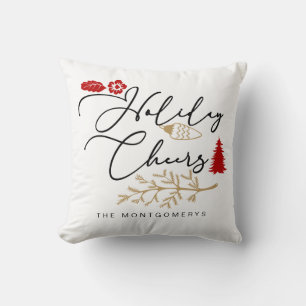 Feierliche Feiertage Cheers Red Holly Weihnachten Kissen