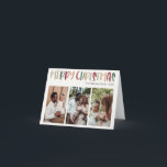 Feierliche Feiertage Drei Fotos Feiertagskarte<br><div class="desc">Diese festliche, farbenfrohe Weihnachtskarte mit drei Fotos ist perfekt für Ihren fröhlichen, kreativen und hellen Weihnachtsgruß. Es ist ein einzigartiger, spielerischer, moderner Schriftart in Rot, Boho Bräune und heller und dunkelgrüner Farbe, die für ein fröhliches, saisonales Ambiente sorgen. Wenn Sie Ihren Lieben den dunklen Winter mit niedlichem Feiertagsjubeln näher bringen...</div>