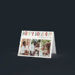 Feierliche Feiertage Fest Drei Fotos Feiertagskarte<br><div class="desc">Diese festliche, farbenfrohe Urlaubskarte mit drei Fotos ist perfekt für Ihren fröhlichen, kreativen und hellen Urlaubssgruß. Es ist ein einzigartiger, spielerischer, moderner Schriftart in Rot, Boho Bräune und heller und dunkelgrüner Farbe, die für ein fröhliches, saisonales Ambiente sorgen. Wenn Sie Ihren Lieben den dunklen Winter mit niedlichem Feiertagsjubeln näher bringen...</div>