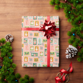 Feierliche Feiertage Postage Briefmarke auf Rosa Geschenkpapier
