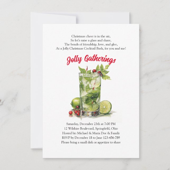 Feierliche Feiertage und festliche Cocktails Einladung (Vorderseite)