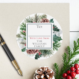 Feierliche Feiertagsflorale bis zum/vom Geschenk-T Runder Aufkleber