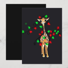 Feierliche Feiertagsgiraffe, rot-grüne Tinkelleuch Feiertagskarte