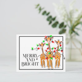 Feierliche Feiertagsgiraffen | Rotgrünes Tinklicht Postkarte