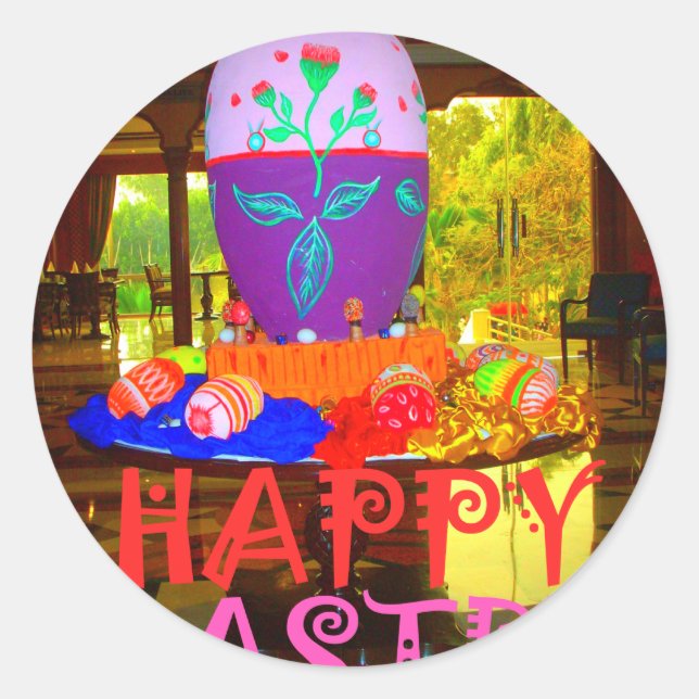 Feierliche Feste Springtime Osterfarbene Eizellen  Runder Aufkleber (Vorderseite)