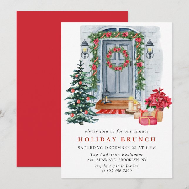 Feierliche Festtage Weihnachtsfeiertage BRUNCH Einladung (Vorne/Hinten)