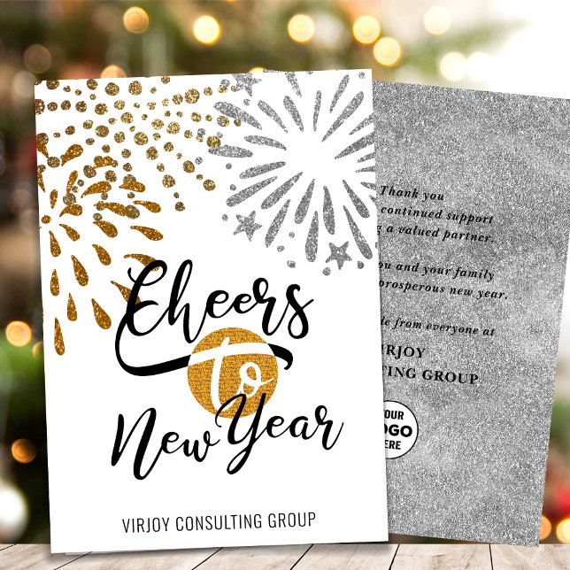 Feierliche Feuerwerke - Modernes Geschäft Feiertagskarte (Von Creator hochgeladen)