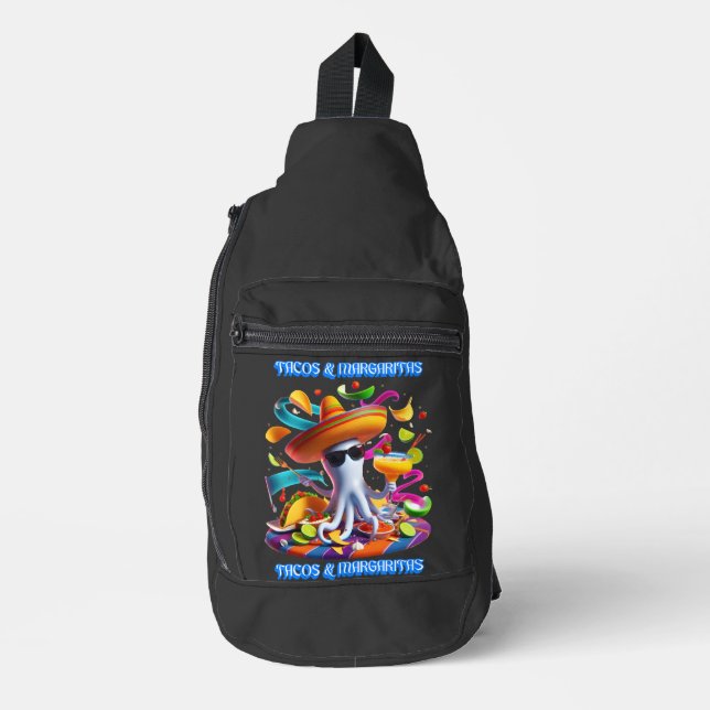 Feierliche Fiesta Flavors tacos und Margaritas Crossbody Bag (Vorderseite)