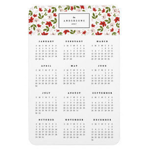 Feierliche Florals 4x6 Jährlicher Kalender Magnet