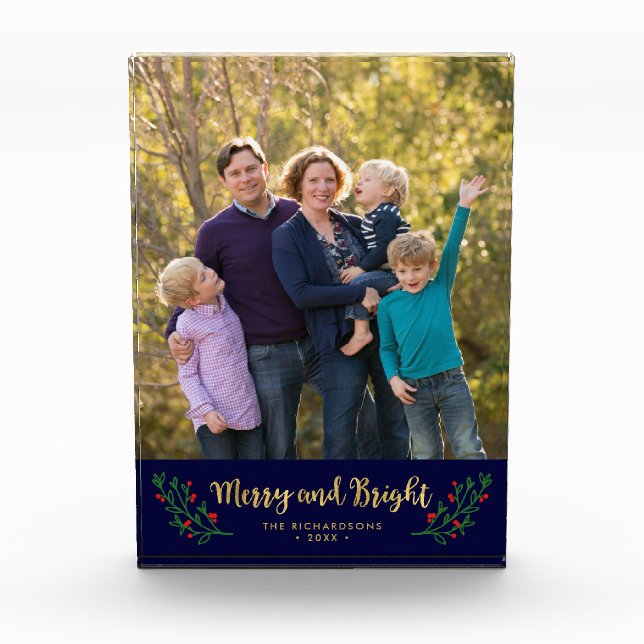 Feierliche Foliage Merry and Bright Holiday Foto (Vorderseite)