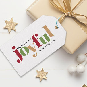 Feierliche freuliche Typografie - farbenfrohe Weih Geschenkanhänger