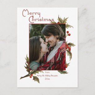 Feierliche Frohe Weihnachten   Holly   FOTO Postkarte