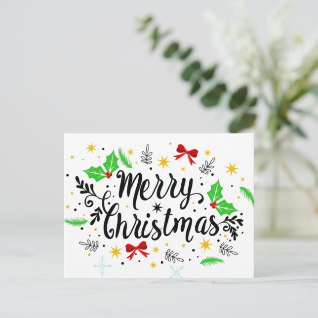 Feierliche Frohe Weihnachten Postkarte (Stehend Vorderseite)