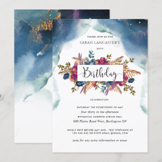 Feierliche Geburtstag, Jewel Tone Floral Einladung