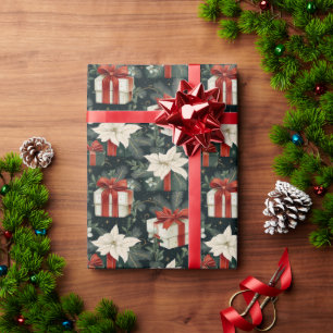 Feierliche Geschenkboxen Muster - Red Ribbons Geschenkpapier