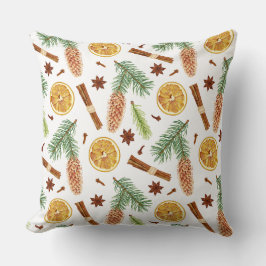 Feierliche Gewürze Orange Green Winter Pattern Kissen