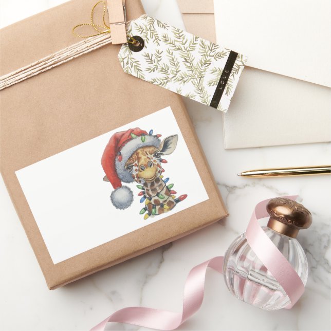 Feierliche Giraffe Rechteckiger Aufkleber (Schenken)