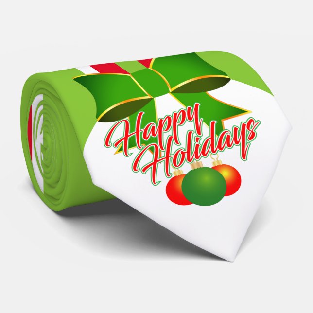 Feierliche GREEN mit Rot und Weiß auf Happy Holida Krawatte (Gerollt)