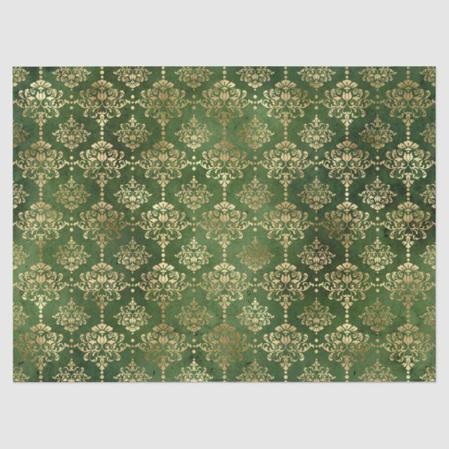 Feierliche Grün & Gold Fohlen Winterweihnachtsdämm Seidenpapier (Vorderseite)