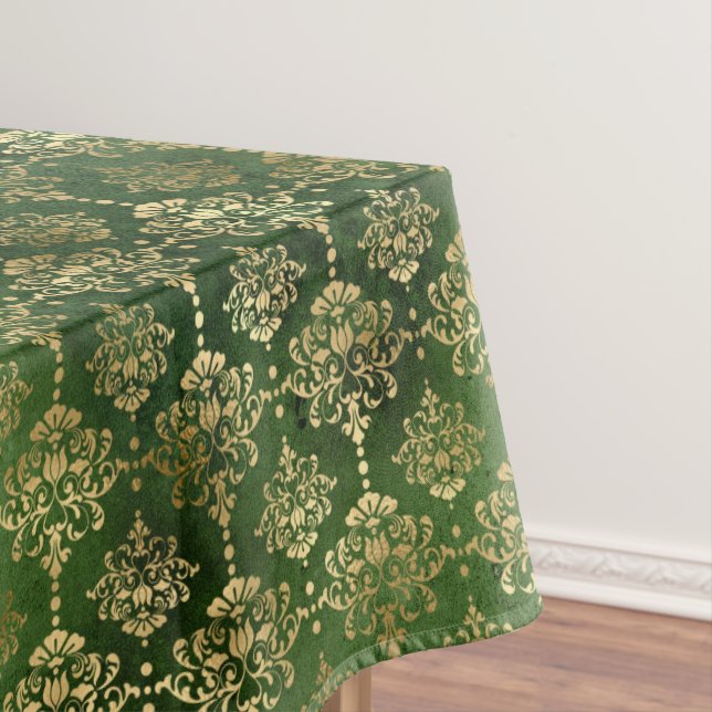 Feierliche Grün & Gold Fohlen Winterweihnachtsdämm Tischdecke (Beispiel)