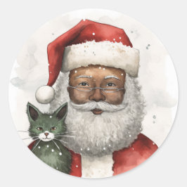Feierliche Grüße aus dem Schwarzen Weihnachtsmann Runder Aufkleber